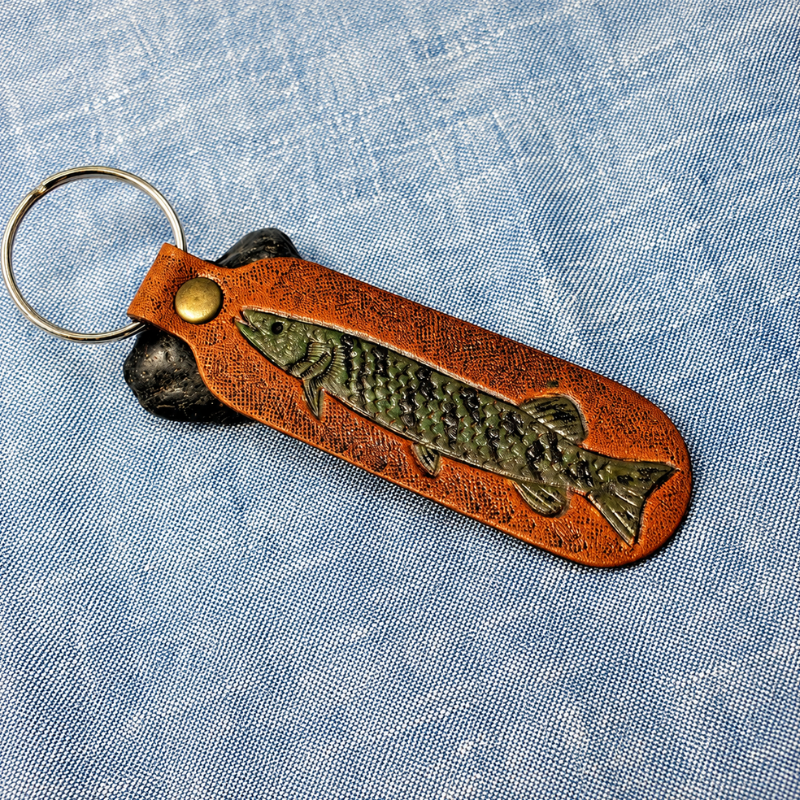 Handmade Leather Motorcycle Keychain – Hand Tooled Bike Rider Key Fob