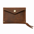Handmade Leather Mini Wallet with Card Holder & Snap Closure