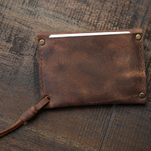 Handmade Leather Mini Wallet with Card Holder & Snap Closure