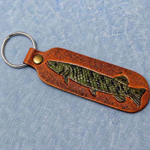 Handmade Leather Motorcycle Keychain – Hand Tooled Bike Rider Key Fob