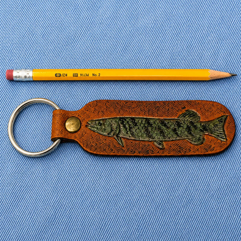 Handmade Leather Motorcycle Keychain – Hand Tooled Bike Rider Key Fob