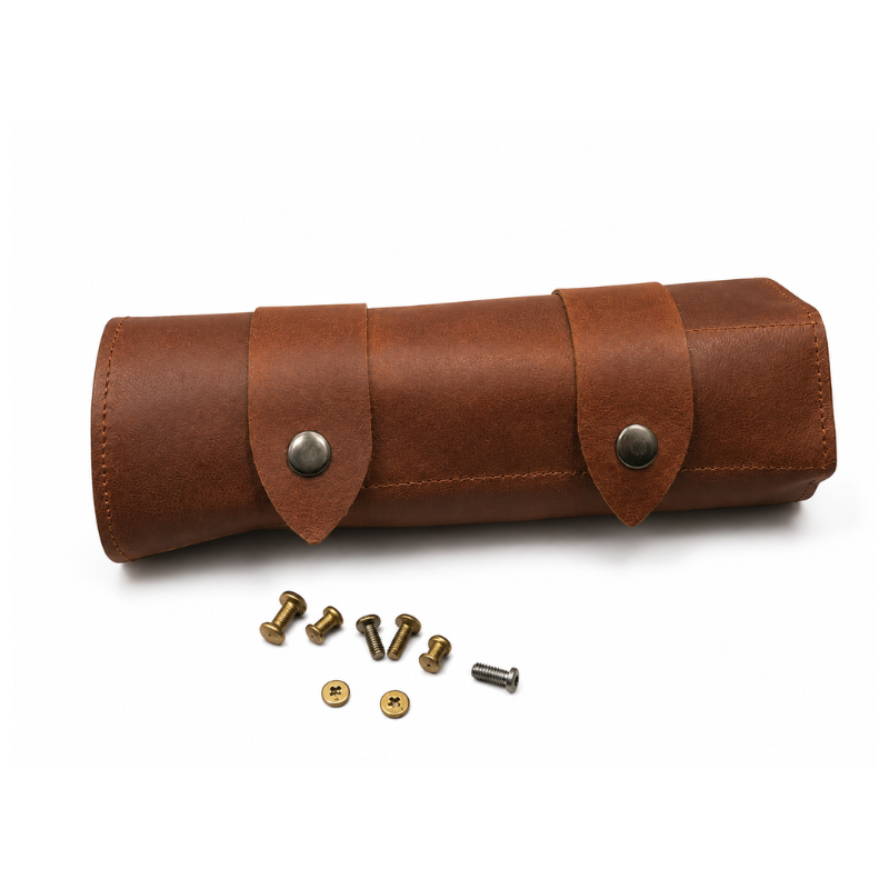 Handmade Leather Motorcycle Tool Roll – Full Grain Bike Tool Bag